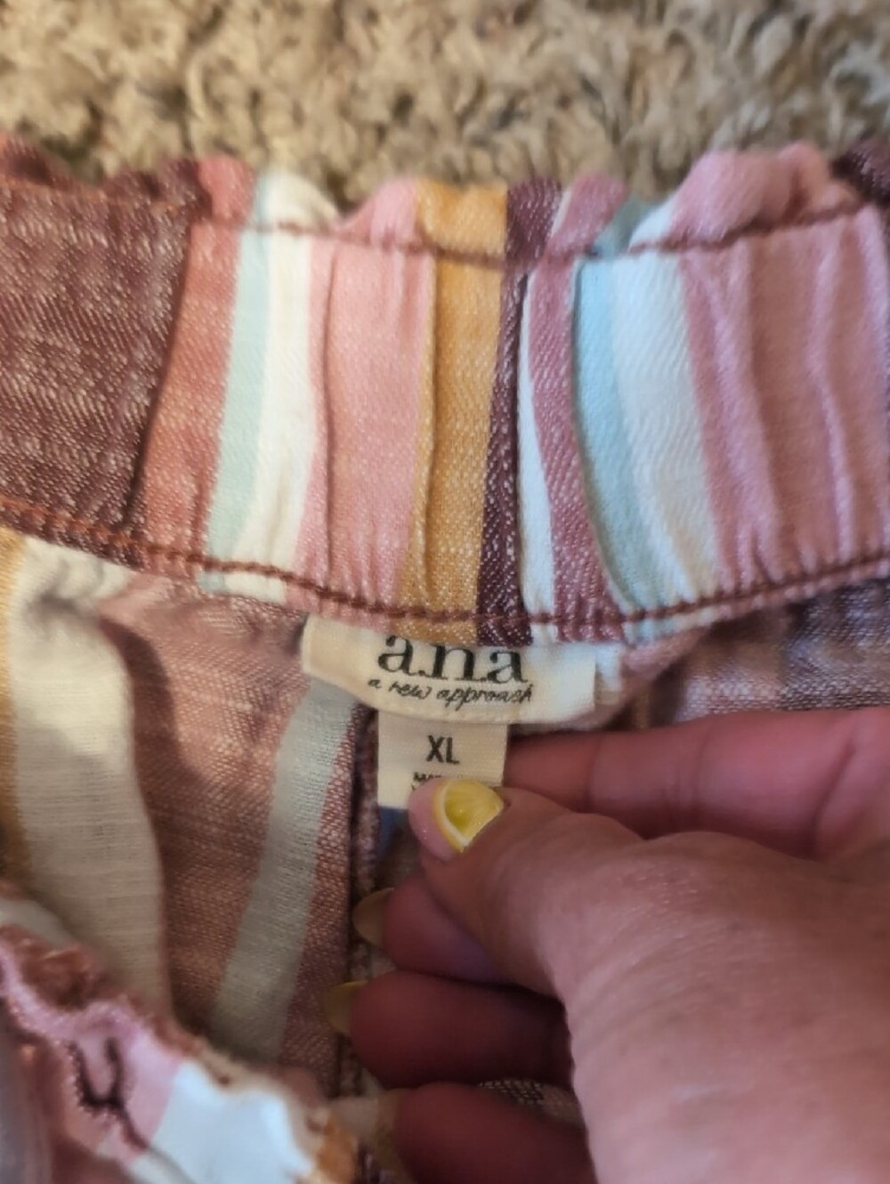 A.N.A. Striped Pink Wide-Leg Women’s Paper Bag Linen Capris XL - Picture 5 of 7